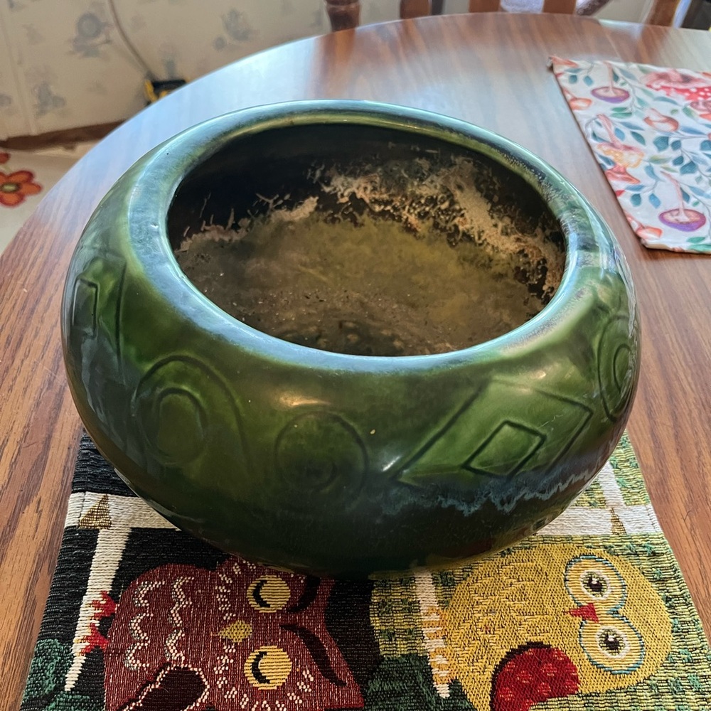 Vintage BP3 Pottery Green Ivy Bulb Bowl/Planter